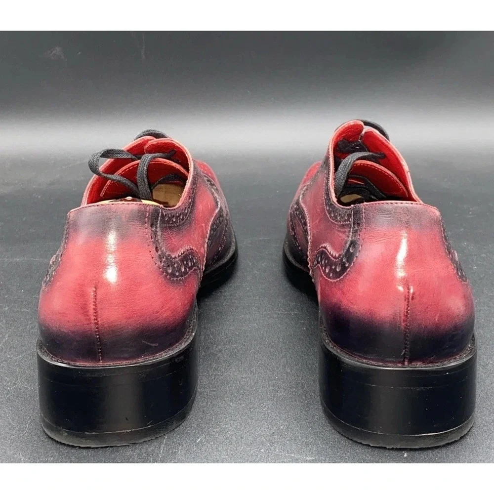 Encore by Fiesso red‎ and black leather wingtip brogue Oxford shoes 42